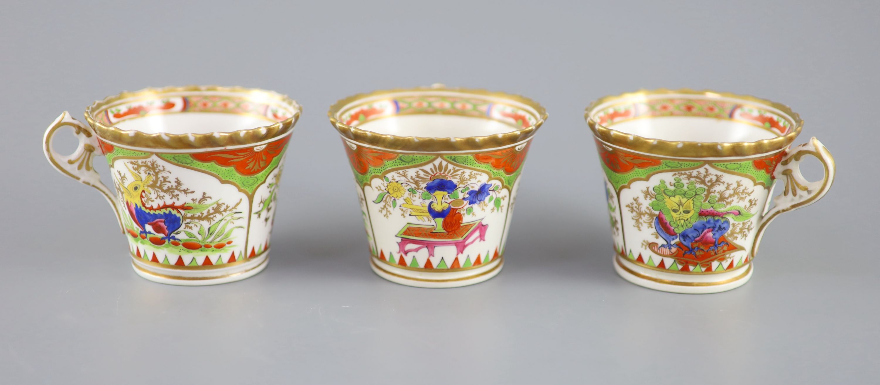 A Chamberlain & Co. Worcester ‘Bengal Tiger’ or ‘Dragons in Compartments’ part tea and coffee set, c.1840, (14)